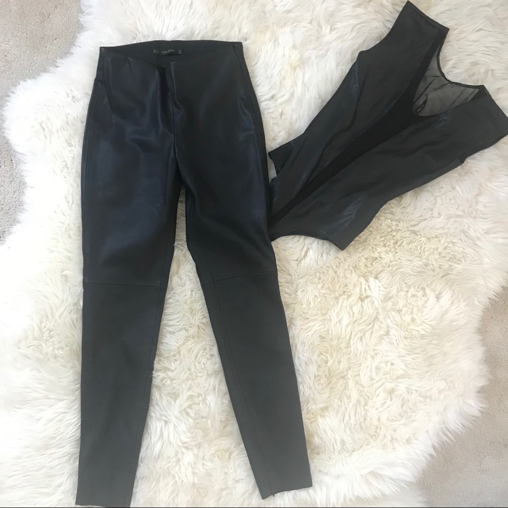 Zara Faux Leather Moto Pants - Picture 2 of 8